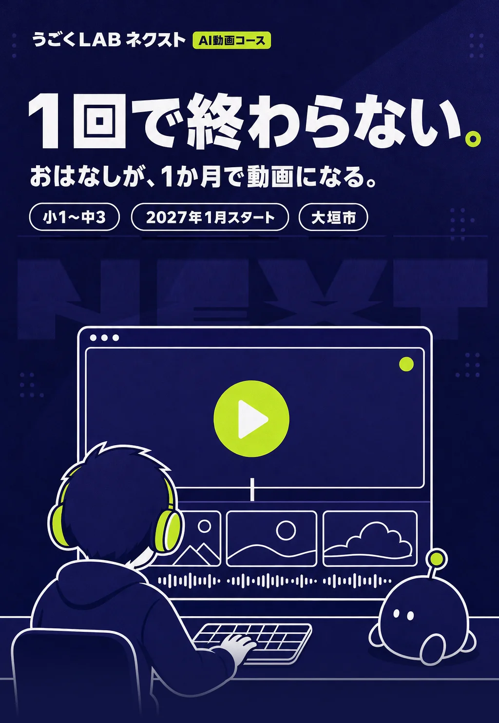 ヒーロー: 1回で終わらない。おはなしが、1か月で動画になる — うごくLAB ネクスト AI動画コース